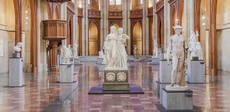 Johann Gottfried Schadow, Doppelstandbild der Prinzessinnen Luise und Friederike von Preußen, sog. Prinzessinnengruppe, 1795, Gips, Aufstellung in der Friedrichswerderschen Kirche, 2023