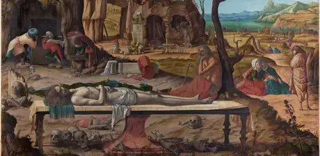 Vittore Carpaccio, Die Grabbereitung Christi, Detail, ca. 1515-1520