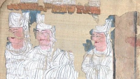 Manichäische Electae, Detail, China, Xinjiang, Kocho, 10. Jh., Seide mit Farben