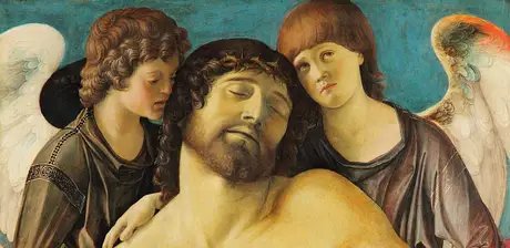 Giovanni Bellini, Der tote Christus, von zwei Engeln gestützt, Detail, um 1470-1475