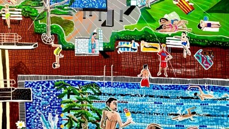 Freibad, 2025. Acrylic on canvas, 150 x 150 cm