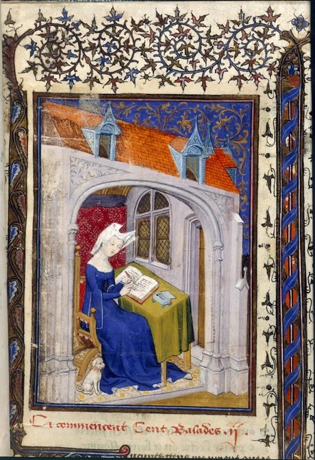 Schreibende Frau im Mittelalter