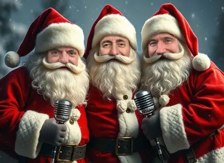 Drei Weihnachtsmänner singen