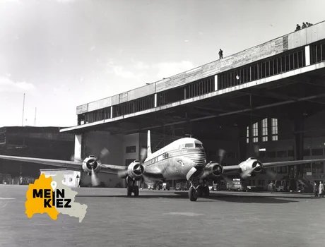 Start einer Pan-Am-Maschine vom Flughafen Tempelhof, 1953