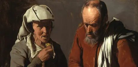 Georges de La Tour, Erbsen essendes Bauernpaar, Detail