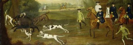 Unbekannt: Sauhetze mit Friedrich Wilhelm I. bei Königs Wusterhausen