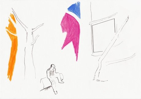 Esther Horn, o.T., 2014, Farbstift und Bleistift auf Papier, 20,8 x 29,5 cm © Esther Horn, Privatsammlung Jan Froehlich