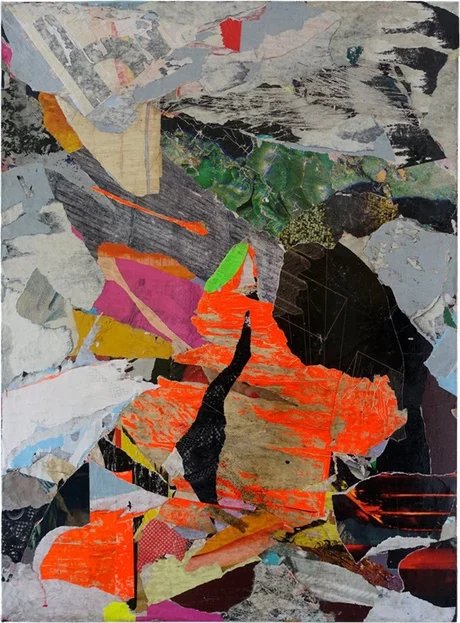 Michael Wismar / Eleonora Paradise HAIKU XVI, 2024, Plakatabrisse auf Sperrholzplatte, 112 × 81 × 4,5 cm 