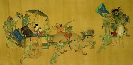 Zhong Kui begleitet seine Schwester zu ihrem neuen Zuhause, Detail, Qing-Dynastie (1644–1911), 19. Jh.