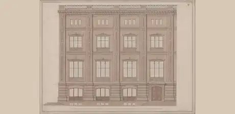 Schinkel, Karl Friedrich und Stier, Gustav: Bauakademie. Aufriss von vier Jochen der Hauptfassade, 1831, 2011