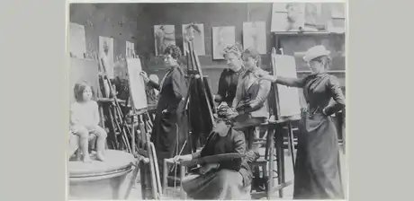 Malklasse in der Académie Colarossi in Paris, um 1892