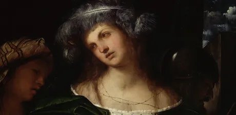 Girolamo Romanino, Salome mit dem Haupt Johannes des Täufers (Detail), um 1516–1517