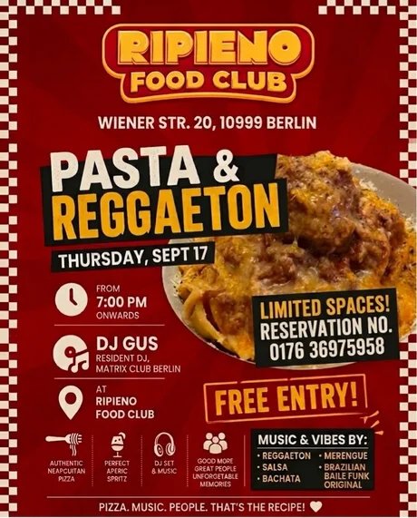 Pasta & Reggaeton – Latin & Brazilian Music Night
