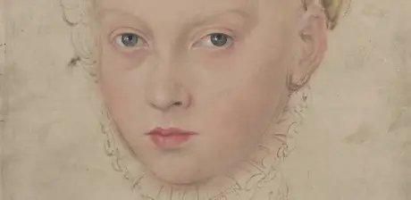 Lucas Cranach der Jüngere, Prinzessin Elisabeth von Sachsen, Detail, 1510–20, Ölhaltige Malerei, über Zeichnung mit schwarzem Stift, auf mit ölhaltiger Farbe rosagrau grundiertem Papier (vergé)
