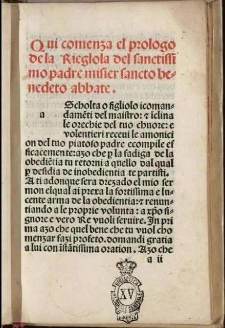 Benediktsregel, italienischer Frühdruck 1495