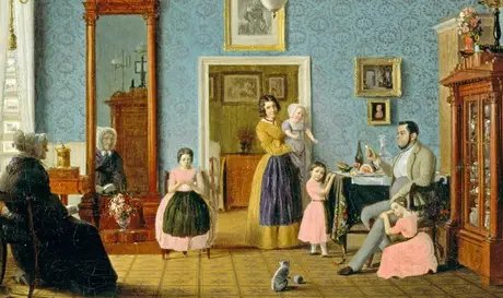 Wohnzimmer der Familie Hauschild, Gemälde von Eduard Gaertner (Ausschnitt), 1843