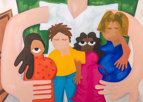 Ximena Ferrer Pizarro: „My German teacher“ (Mein Deutschlehrer), Berlin, 2023 (Acryl auf Nessel, 149,5 x 208 cm)