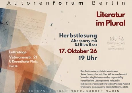 Literatur im Plural. Herbstlesung des Autorenforums Berlin