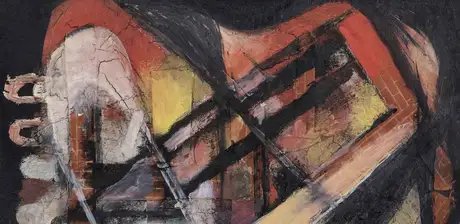 Jeanne Mammen, Brennendes Haus, Detail, um 1944