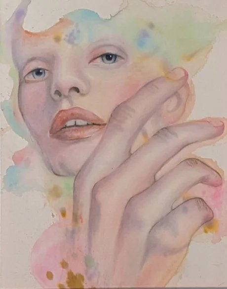 Ina Djurković - Violence in Stillness, Watercolour and Ink on Cotton, 100x130 cm, 2026