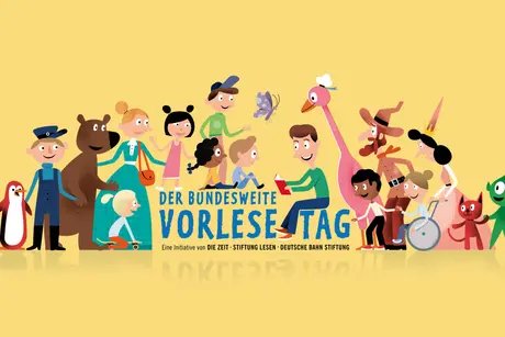 Keyvisual des bundesweiten Vorlestags, einer Initiative von Die Zeit, Stiftung Lesen und der Deutsche Bahn Stiftung.