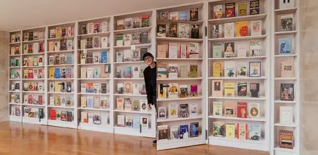 Daniela Comani, Orlando's Library, Wandtapete, 254 x 700 cm, MAMbo – Museo d’Arte Moderna, Bologna, seit 2023