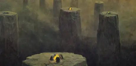 Zdzisław Beksiński, AC75, Detail, 1975, Öl auf Hartfaserplatte