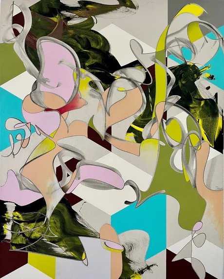 Ab van Hanegem, Untitled 2026, Acryl und Kohle auf Leinwand, 150 x 120 cm