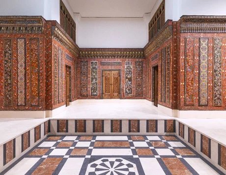 Das restaurierte Aleppo-Zimmer, 1600 - 1603, in den Ausstellungsbereichen des Museums für Islamische Kunst im Nordflügel des Pergamonmuseums