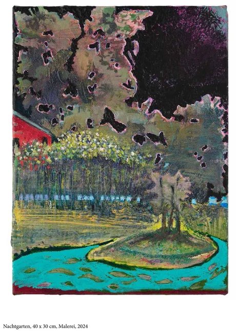 Tino Geiss, Nachtgarten, 2024, 40 x 30 cm, Acryl auf Leinwand