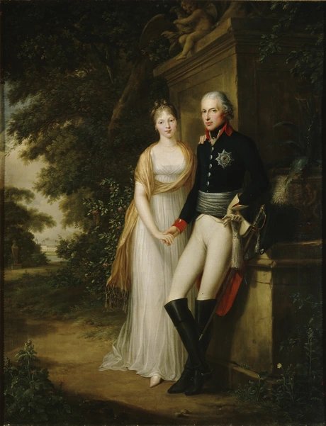 Friedrich Georg Weitsch: Friedrich Wilhelm III. und Königin Luise im Charlottenburger Schlossgarten, 1799