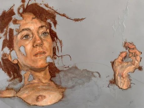 Sabatino Cerosimo, E se...?, Öl, Lack und Oxidation auf Stahl, 45x50 cm