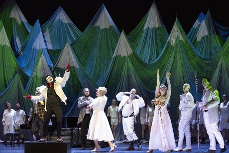Derek Welton als Wotan, Thomas Lehman als Donner, Matthew Newlin als Froh, Thomas Blondelle als Loge, Andrew Harris als Fasolt, Tobias Kehrer als Fafner, Annika Schlicht als Fricka, Jacquelyn Stucker als FreiaBernd Uhlig
