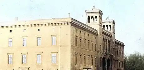Das Empfangsgebäude des Hamburger Bahnhofs um 1865