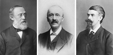 Rudolf Virchow (1821–1902), Heinrich Schliemann (1822–1890), Georg Schweinfurth (1836–1925)