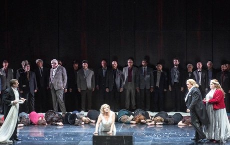 Thomas Lehman als Gunther, Ricarda Merbeth als Brünnhilde, Clay Hilley als Siegfried, Felicia Moore als GutruneBernd Uhlig