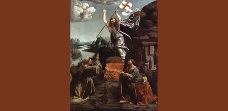Marco d’Oggiono/Giovanni Antonio Boltraffio, Die Auferstehung Christi mit den Hll. Leonhard von Noblat und Lucia, 1491-1494