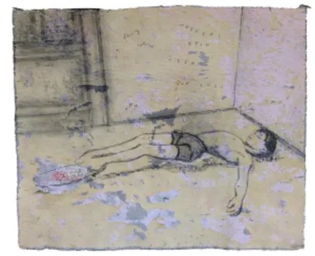 Georg Weise, Messias beim Üben, 38 x 45 cm, Gouache/Acryl auf Leinwand, 2021, Copyright und Foto: Georg Weise