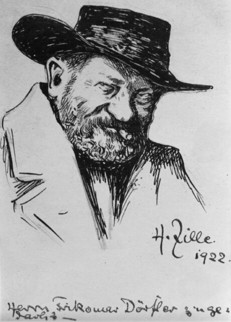 Heinrich Zille gezeichnetes Selbstportrait
