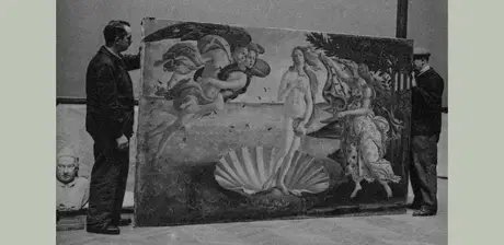 Installation von Botticellis „Geburt der Venus“ im Petit Palais für die Ausstellung „Art Italien: De Cimabue à Tiepolo“, 1935