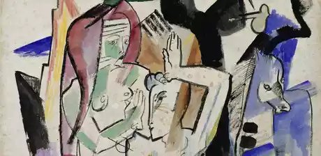 Heinrich Campendonk, Zwei weibliche Akte mit Tieren, Detail, 1913, Aquarell, Deckfarben