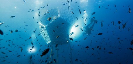 Doug Aitken, Underwater Pavilions, 2016, Installation view: Avalon, CA, © Doug Aitken, Courtesy of the artist; 303 Gallery, New York; Galerie Eva Presenhuber, Zurich; Victoria Miro, London; Regen Projects, Los Angeles; Parley for the Oceans and MoCA,