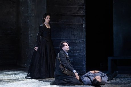 Gihoon Kim als Rodrigo, Marquis von Posa, Jonathan Tetelman als Don Carlo, Federica Lombardi als Elisabeth von ValoisMarcus Lieberenz