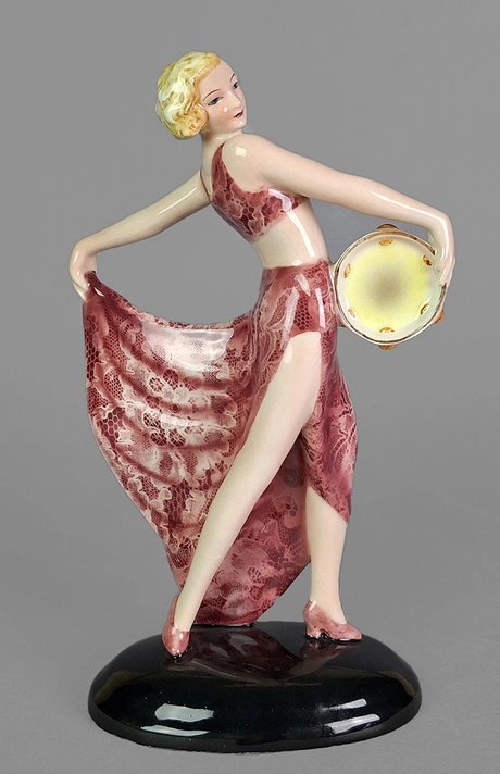 Tänzerin mit Tamburin, Wiener Manufaktur Friedrich Goldscheider, 1933, Josef Lorenzl (1892-1950)