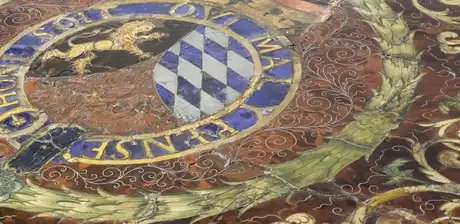 Prunktisch in Boulletechnik aus dem Heidelberger Schloss, Detail der Tischplatte, Johann Daniel Sommer, Heidelberg (?) 1684