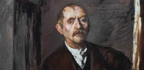 Lovis Corinth, Selbstbildnis vor der Staffelei, Detail, 1919, Öl auf Leinwand