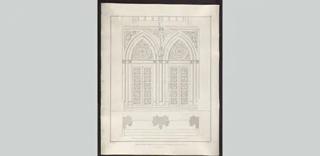 Karl Friedrich Schinkel, Aufriss des Hauptportals der Friedrichswerderschen Kirche, 1829