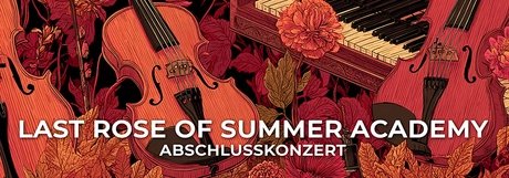 Illustration von Rosen, Violinen und einem Piano