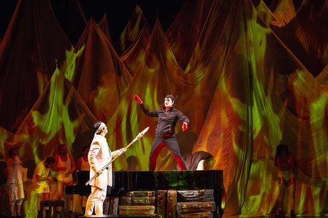 Derek Welton als Wotan, Thomas Blondelle als Loge