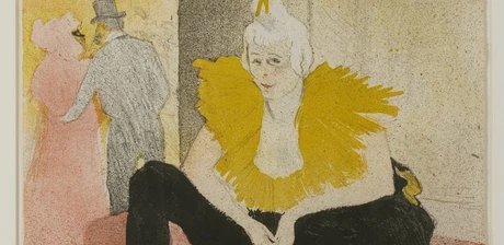 Henri de Toulouse-Lautrec, Die sitzende Clownin, Fräulein Chao-U-Kao, aus der Folge „Elles“ –1. Tafel, Lithografie, Schwarz auf Velin, 36,3 x 37 cm Henri de Toulouse-Lautrec, Die sitzende Clownin, Fräulein Chao-U-Kao, aus der Folge „Elles“ –1. Tafel, Lithografie, Schwarz auf Velin, 36,3 x 37 cm